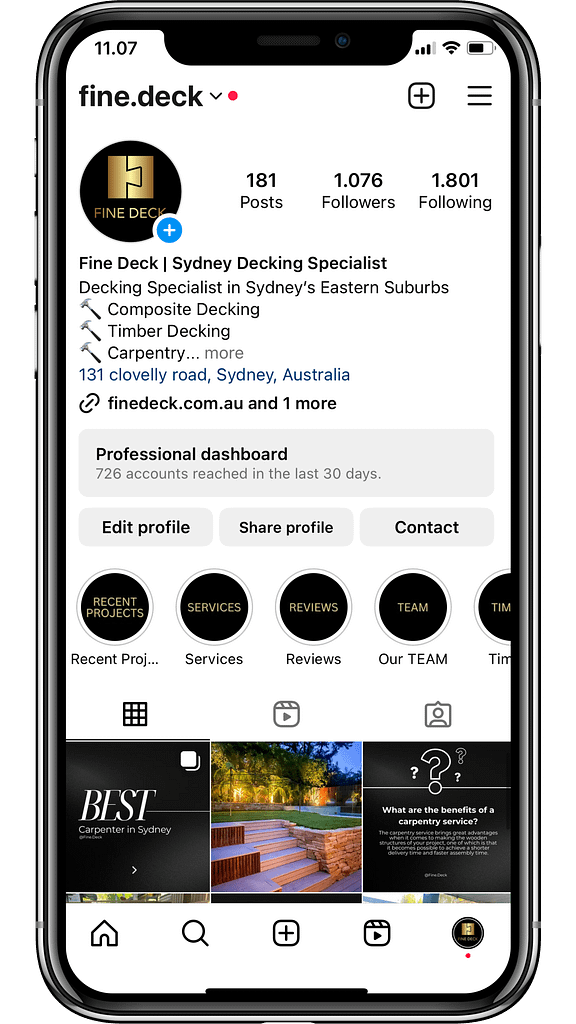 Fine Deck's Instagram Profile | Managed by Eiren Martin